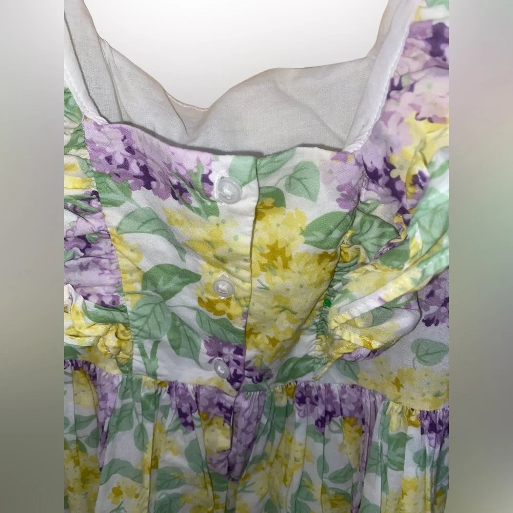 Janie and Jack Girls Floral Ruffle Tiered Dress Size 6 Purple Yellow